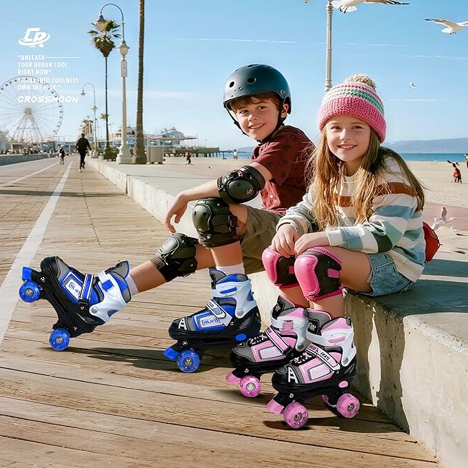 Adjustable Quad Skates for Kids, Teens, and Adults – Light-Up Wheels – Comfortable Fit, Secure Closure, Indoor and Outdoor Roller Skates for Boys and Girls-CubbioJoy
