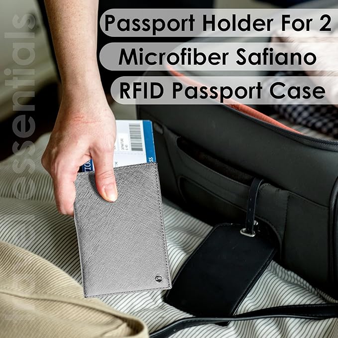 2 Passport Holder - Travel Essentials, RFID Blocking Wallet Credit Card Organiser, Plain Accessories Slim Cover For Men & Women-CubbioJoy