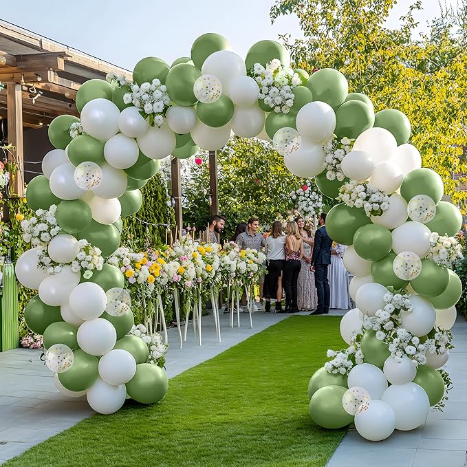 JOYIN 150 Pcs Sage Green Balloons, Different Sizes 18 12 10 5 Inch Sage Green Latex Balloon Arch Kit with Instruction for Birthday Party Graduation Wedding Holiday Decoration-CubbioJoy