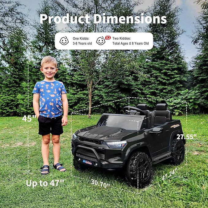 24V 10Ah Ride on Toy for Big Kids, 4WD 2 Seater Electric SUV Kids Car to Drive w/Remote Control, 4x200W Motors - Black-CubbioJoy