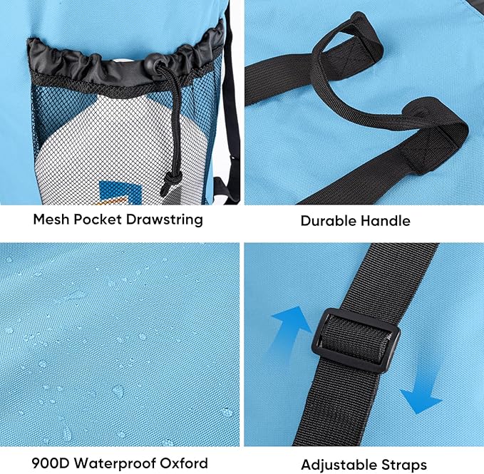 BALEINE 150L Laundry Bag Backpack, 900D Oxford Fabric Large Travel Laundry Bags with Shoulder Straps and 2 Mesh Pockets for College Dorm, Apartment, Laundromat (Blue, 150L)-CubbioJoy