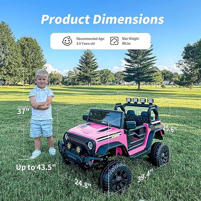 24V Kids Ride on Car, Kids Electric Vehicles Car Ride on Toy Truck for Toddlers w/Remote Control, 400W Motor - Light Pink-CubbioJoy