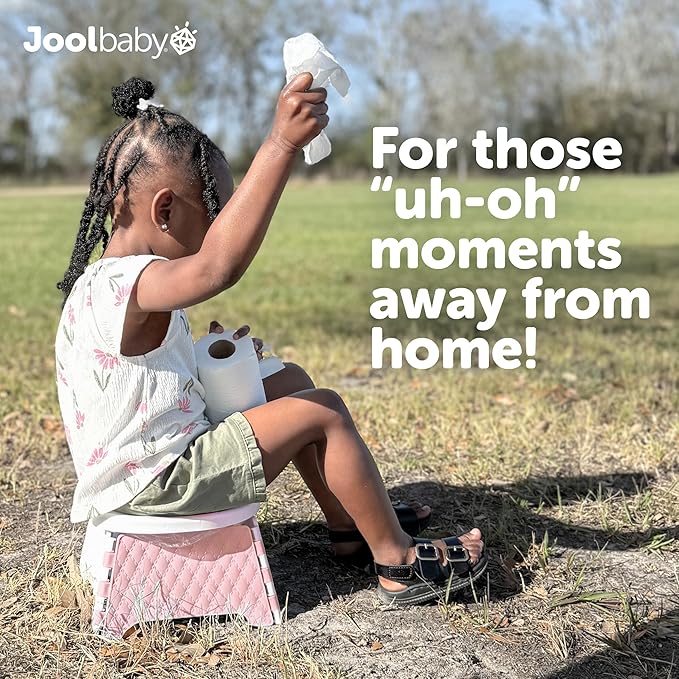 Jool Baby Portable Potty Training Chair with Travel Bag and 30 Liners, Foldable, Indoor/Outdoor Use, Camping (Pink)-CubbioJoy