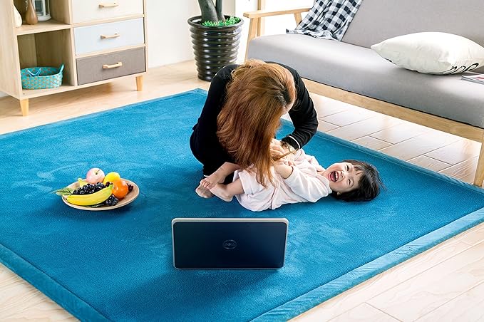 Baby Play Mat, V-mix Handmade weaving Plush Foam Play Crawling Rugs for Baby, Children Play Blanket, Yoga Mat, Exercise Mat-Cushy- Soft & Thick Hypoallergenic, Non-toxic-CubbioJoy