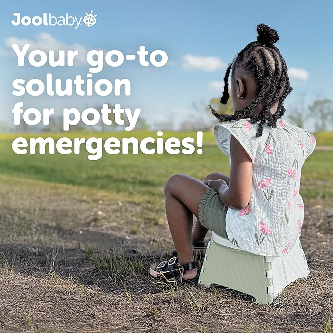 Jool Baby Portable Potty Training Chair with Travel Bag and 30 Liners, Foldable, Indoor/Outdoor Use, Camping (Sage)-CubbioJoy