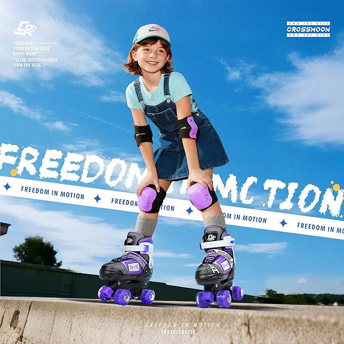 Adjustable Quad Skates for Kids, Teens, and Adults – Light-Up Wheels – Comfortable Fit, Secure Closure, Indoor and Outdoor Roller Skates for Boys and Girls-CubbioJoy