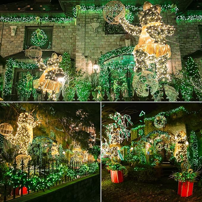 Brizled Green Christmas Lights, 33ft 100 LED 5MM Wide Angle Christmas String Lights, Connectable 120V UL Certified Xmas Tree Light Indoor Outdoor Mini Green Light for Xmas Halloween Tree Party Home-CubbioJoy
