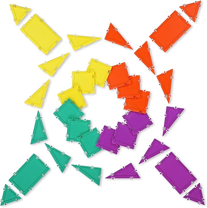 3D Building Set for Learning Math, Includes Many Online Activities,32-pc, Made in USA (Triangle/Rectangle/Square)-CubbioJoy