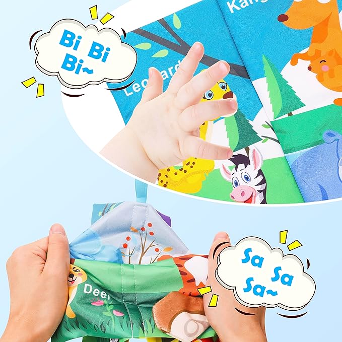 3 Pcs, Baby Books 0-6 Months, Crinkle Books for Babies, Touch and Feel Books for Infants, Infant Tummy Time Toys 0 6 9 Months, Sensory Toys for Babies, Baby Books-CubbioJoy