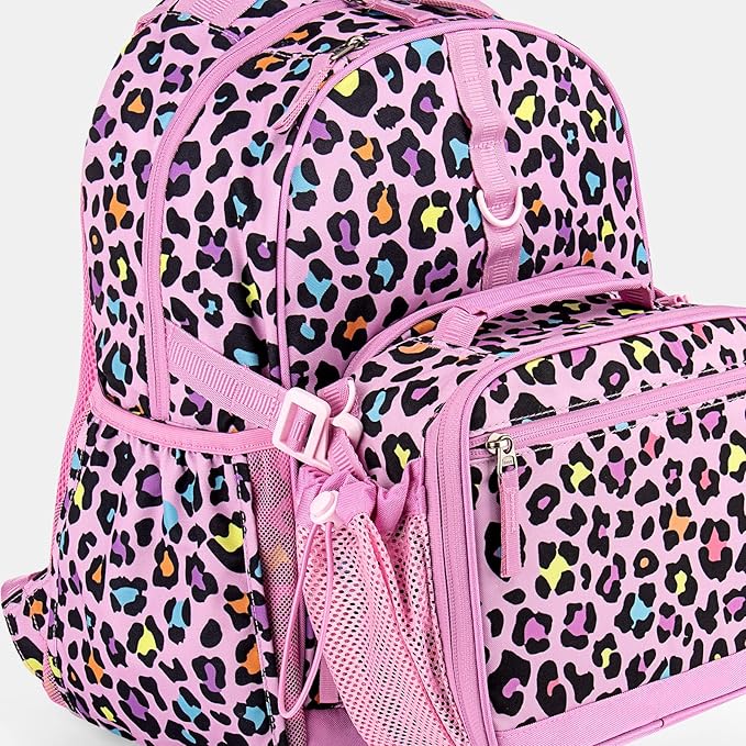 Choco Mocha Unicorn Backpack for Girls, Elementary School Backpack for Girls Ages 6-8 Kids Kindergarten Backpack Bookbag 17 Inch with Chest Strap, Pink-CubbioJoy