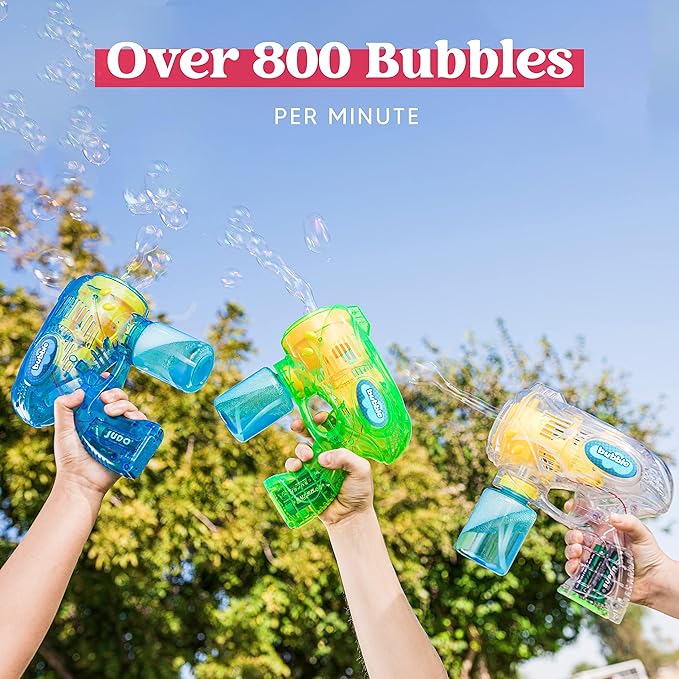 JOYIN 3 Packs Bubble Guns with 3 Solutions, Automatic Bubble Maker Blower Machine for Kids, Party Favors, Summer Toy, Birthday, Outdoor & Indoor Activity, Easter-CubbioJoy