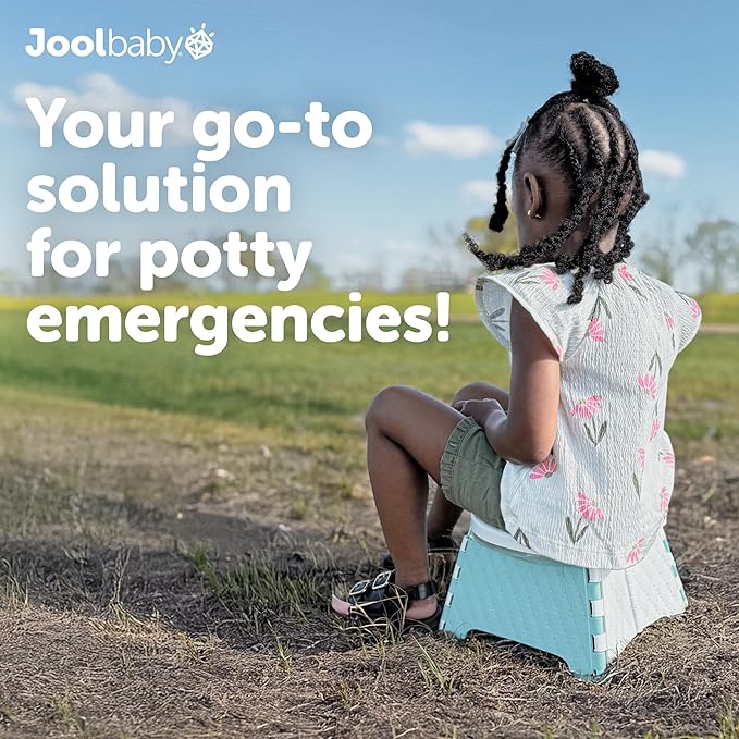 Jool Baby Portable Potty Training Chair with Travel Bag and 30 Liners, Foldable, Indoor/Outdoor Use, Camping (Aqua)-CubbioJoy