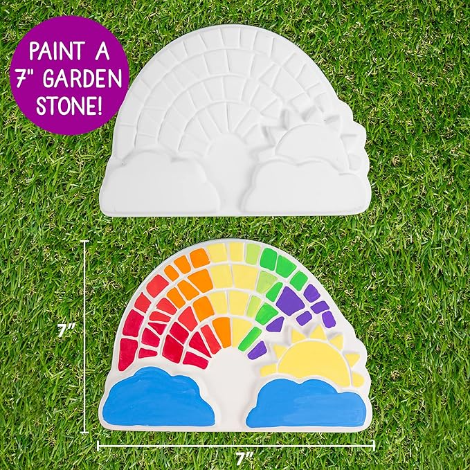 Creative Roots Paint Your Own Rainbow Stepping Stone Craft Kits for Kids, Ceramics to Paint, Ages 6+-CubbioJoy