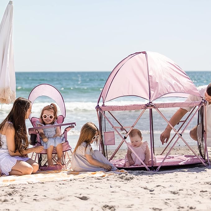 Baby Delight Go with Me Eclipse Deluxe Portable Playard | Playpen | Sun Canopy | Indoor and Outdoor | Ultra Padded Nylon Floor | Canyon Rose-CubbioJoy