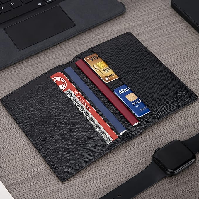 2 Passport Holder - Travel Essentials, RFID Blocking Wallet Credit Card Organiser, Plain Accessories Slim Cover For Men & Women-CubbioJoy