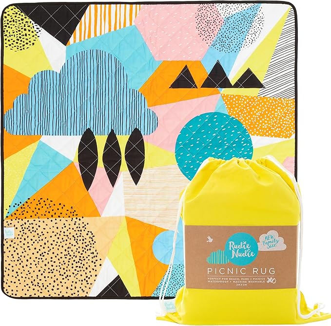 Jumbo Picnic Rug, Large Picnic Mat, 6'7" x 6'7", Outdoor Waterproof Picnic Blanket Beach Mat, Foldable & Waterproof, Picnic Blankets Ideal for Beach & Park, Outdoor Blanket, Happy Now-CubbioJoy