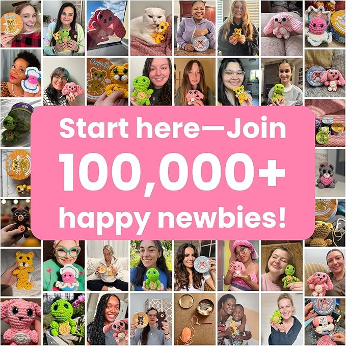 Cookie Box Crochet Kit for Beginners - Learn to Craft Amigurumi Stuffed Animals - Knitting Gift for Kids and Adults - Beginner-Friendly Yarn - Stitch-by-Stitch Video Tutorial - Bunny Lola-CubbioJoy