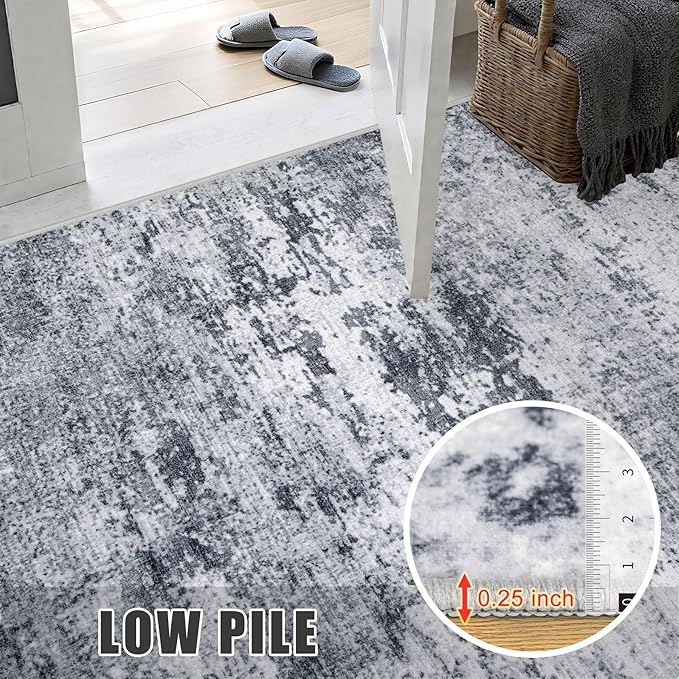 5x7 Area Rug Living Room Rug: Washable Modern Abstract Soft Thin Rug Indoor Floor No Slip Stain Resistant Carpet for Bedroom Dining Room Farmhouse Nursery Home Office - Grey-CubbioJoy