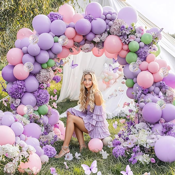 JOYIN 150 Pcs Pastel Purple Balloons, Different Sizes 18 12 10 5 Inch Pastel Purple Latex Balloon Arch Kit with Instruction for Birthday Party Graduation Wedding Holiday Decoration-CubbioJoy