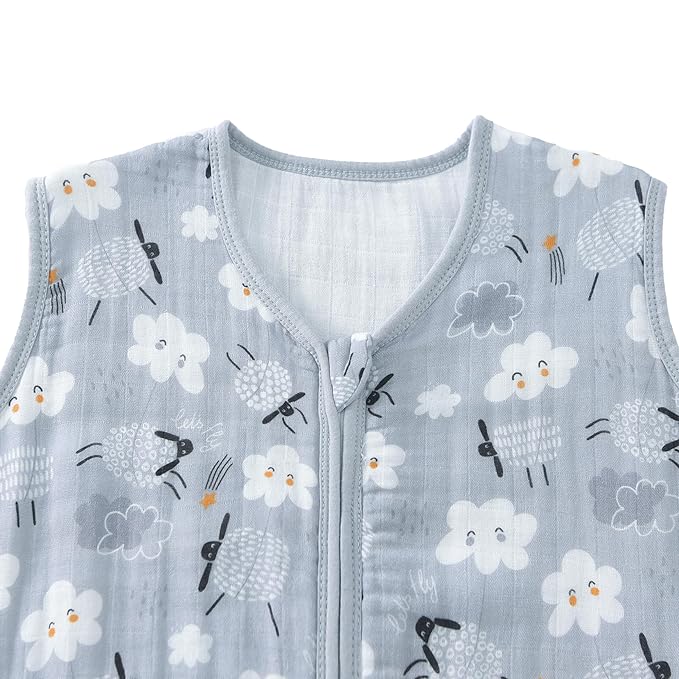 Baby Sleep Sack 2-4 T Baby Wearable Blanket 100% Organic Cotton 0.5 TOG Toddler Sleep Sacks 2- Way Zipper Soft 4 Layers 2T 3T 4T Sheep-CubbioJoy