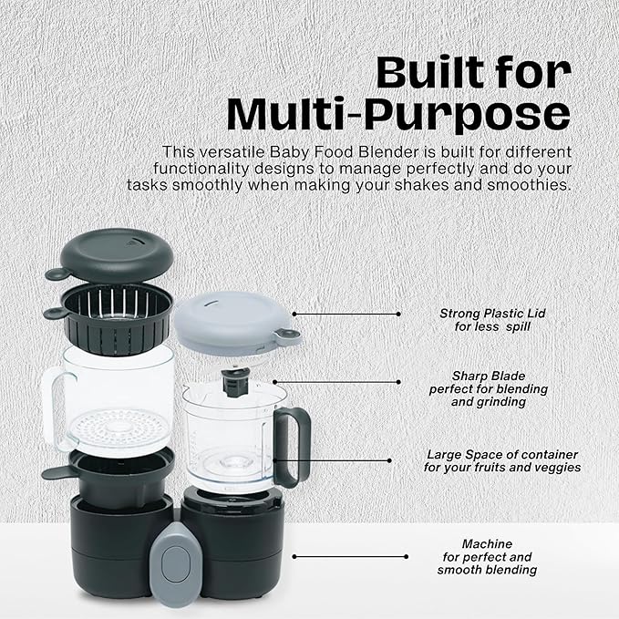 Baby Food Maker Steamer and Blender - Multifunction Baby Food Processor and Steamer w/Blender, Defrosting & Reheating - Use as Puree Maker and Grinder Machine for Feeding Set Essentials (2 Liters)-CubbioJoy