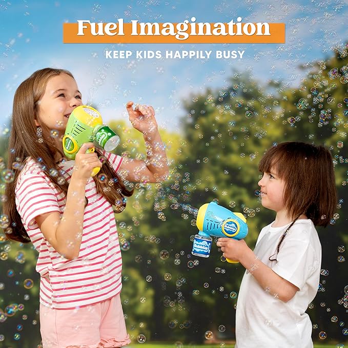 JOYIN 2 Kids Bubble Guns with 4 Bottles Solution, Automatic Bubble Machine Gun with 8 Holes for Kids, Adults, Summer Toys, Easter Basket Stuffers, Birthday Gift, Party Favors-CubbioJoy
