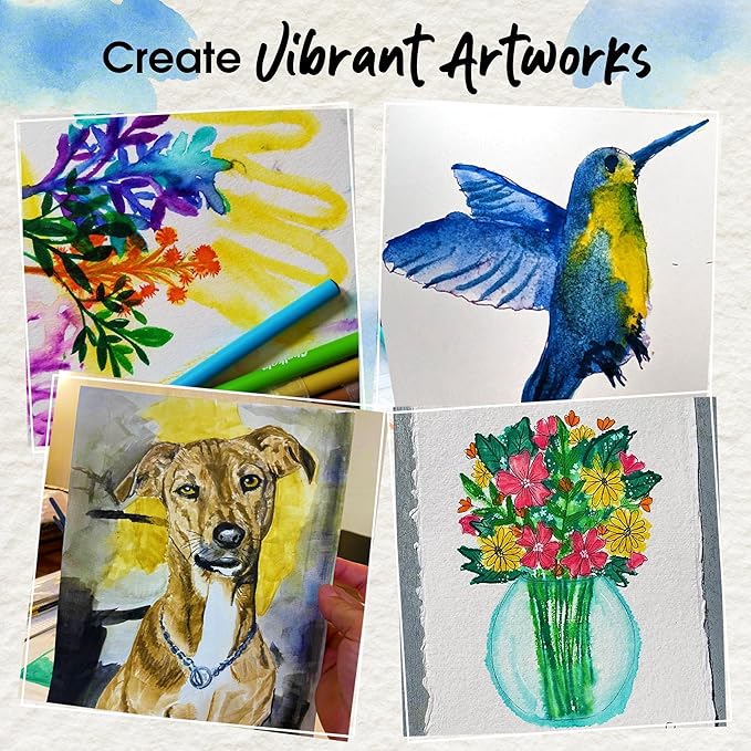 Chalkola Watercolor Brush Pens for Lettering, Coloring, Calligraphy - Set of 28 Watercolor Pens, 15 Painting Pad & 2 Water Color Markers - Drawing Art Supplies for Kids, Adults, Professional Artist-CubbioJoy