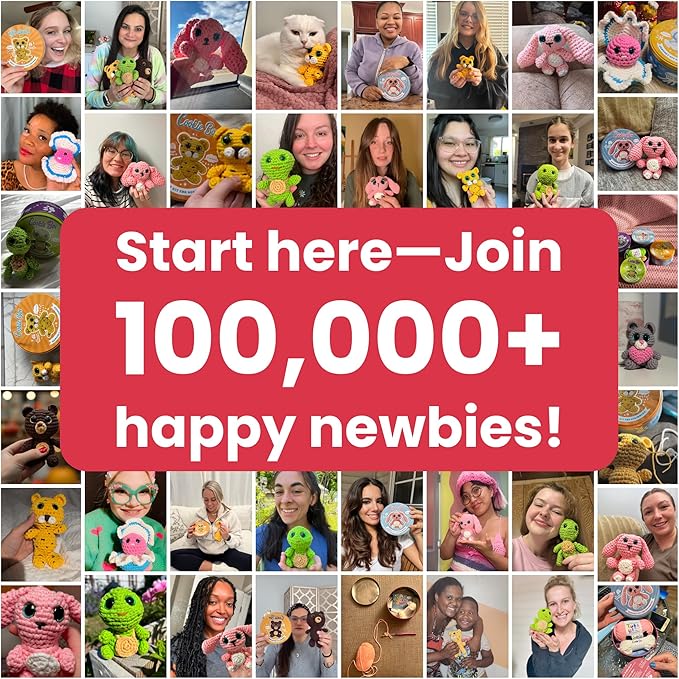 Cookie Box Crochet Kit for Beginners - Learn to Craft Amigurumi Stuffed Animals - Knitting Gift for Kids and Adults - Beginner-Friendly Yarn - Stitch-by-Stitch Video Tutorial - Bear Charlie-CubbioJoy