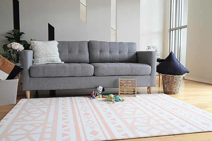 Cushmat Stylish Reversible Foam Play Mat (Large, Crystals - Gray Pink) - Soft, Waterproof, Durable Play mat for Infants, Babies, Toddler, Kids & Grownup - 6.5ft x 4.5ft-CubbioJoy