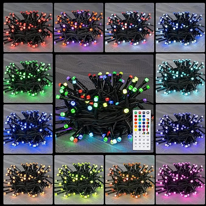 Dazzle Bright Color Changing Christmas Lights, 33ft 100 LED RGB String Lights with Remote & Timer, USB Powered Fairy Lights for Indoor Outdoor Xmas Tree Party Wedding Halloween Decorations-CubbioJoy