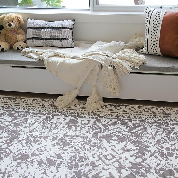 Cushmat Stylish Reversible Foam Play Mat (Large, Explorer - Ash Rose) - Soft, Waterproof, Durable Play mat for Infants, Babies, Toddler, Kids & Grownup - 6.5ft x 4.5ft-CubbioJoy