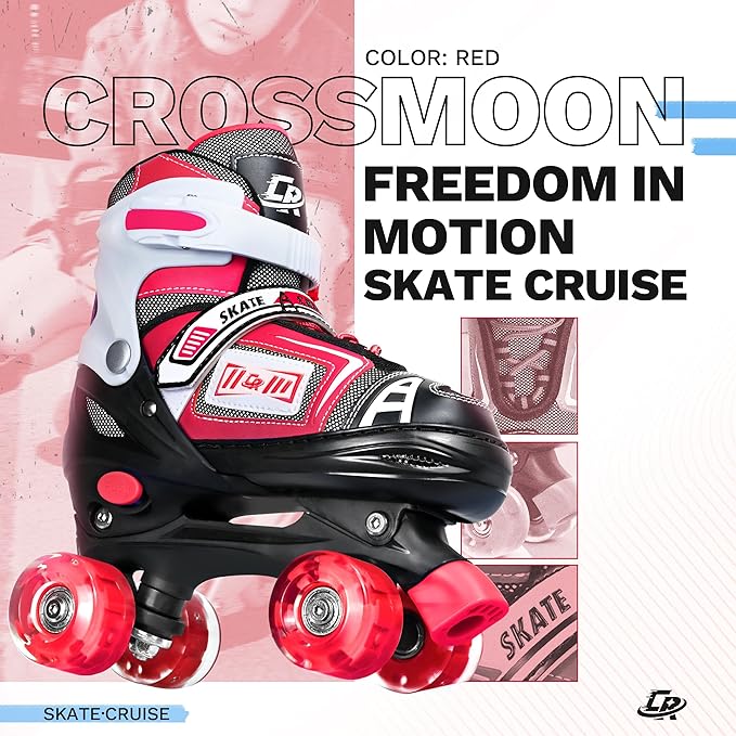 Adjustable Quad Skates for Kids, Teens, and Adults – Light-Up Wheels – Comfortable Fit, Secure Closure, Indoor and Outdoor Roller Skates for Boys and Girls-CubbioJoy