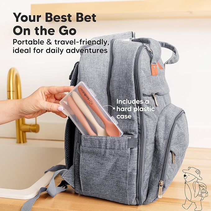 KeaBabies Silicone Baby Spoons, Self Feeding 6-12 months - 3-Pack Baby Weaning Eating Utensils, Toddler First Food Training Spoon, Infant, Kids Feeding Supplies Essential Set,Dishwasher-safe (Roseate)-CubbioJoy