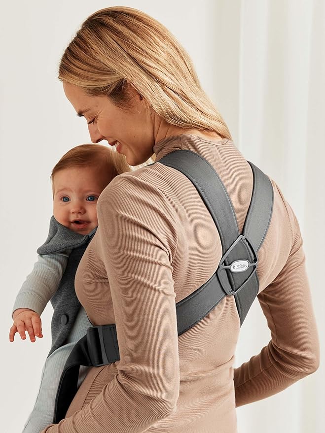 BabyBjörn Baby Carrier Mini, Dark Gray, 3D Jersey Infant Carrier (7-25 lbs), Ergonomic, Easy-to-Use-CubbioJoy