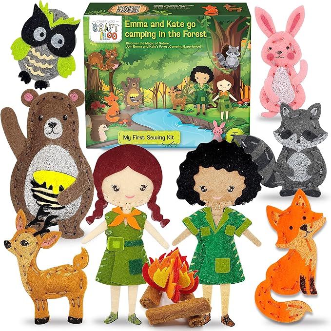 CRAFTILOO Woodland Sewing Kit for Kids, Fun and Educational Fairytale Craft Set for Boys and Girls Age 8-12, Sew Your Own Felt Forest Animal Craft Kit for Beginners-CubbioJoy