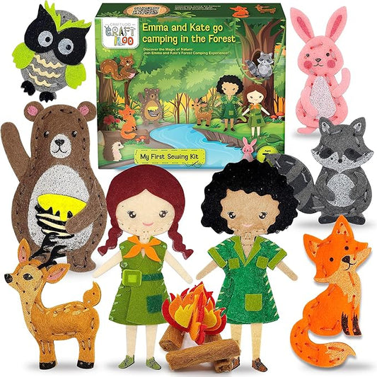 CRAFTILOO Woodland Sewing Kit for Kids, Fun and Educational Fairytale Craft Set for Boys and Girls Age 8-12, Sew Your Own Felt Forest Animal Craft Kit for Beginners-CubbioJoy