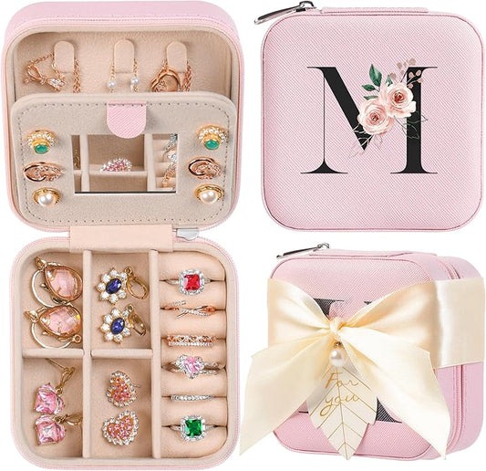 AYGXU Travel Jewelry Box for Women and Girls - Small Case With Initial A-Z - Teacher Gifts-CubbioJoy