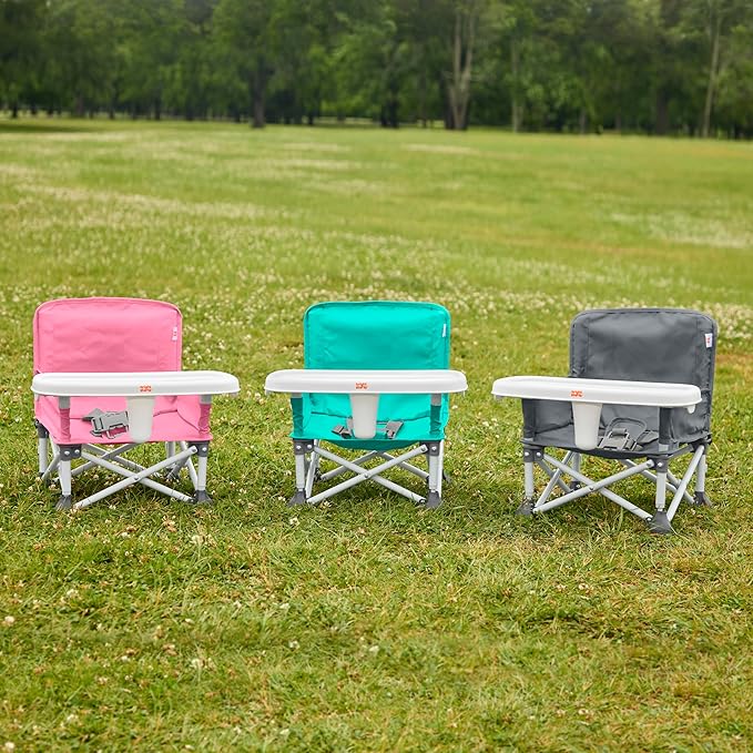 Bright Starts Pop 'N Sit Portable Booster, Indoor/Outdoor Use, Floor Seat with Feeding Tray, Teal, 6 Mos - 3 Yrs-CubbioJoy