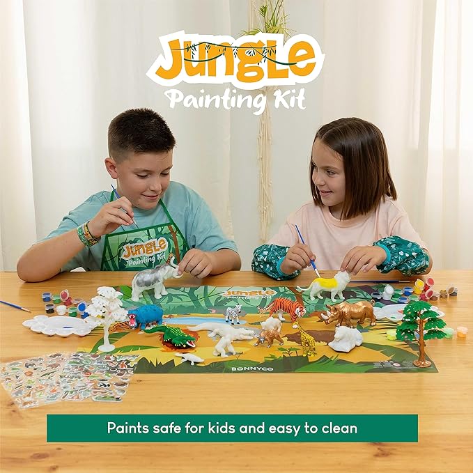 BONNYCO Animal Toys for Kids Painting Kit with 16 Figurines Animal Kids Crafts 4-8 with Glow in The Dark, Safari Gifts for Boys and Girls | Boy Toys 3 4 5 6 7 8 9 10 Years Old Birthday Christmas-CubbioJoy