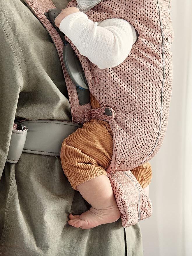 BabyBjörn Baby Carrier Mini, 3D Mesh, Dusty Pink | Newborn Carrier (7-25 lbs), Ergonomic, Easy-to-Use-CubbioJoy