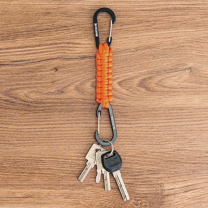 BRAVESHINE Paracord Keychain Carabiner Clip, D Ring Lanyard Hanger Stroller Hook for Water Bottle, Key, Backpacks, Men, Women-CubbioJoy