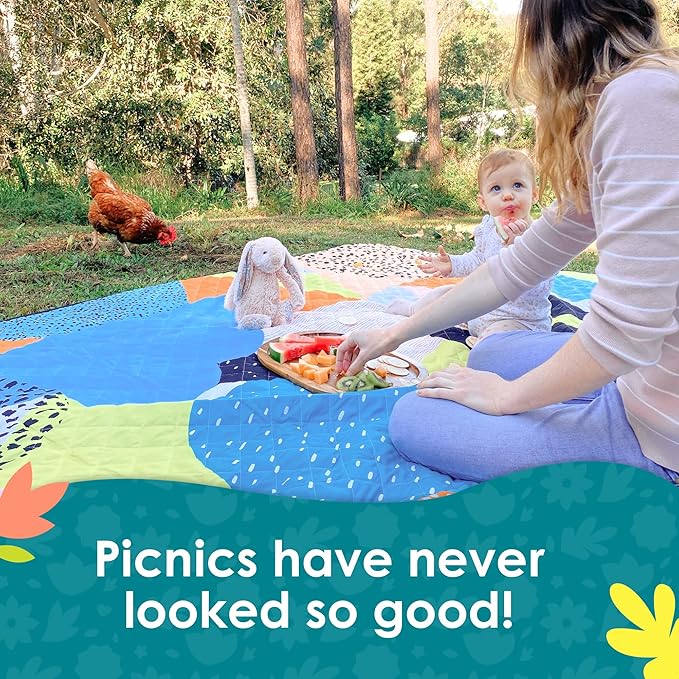 Jumbo Picnic Rug, Large Picnic Mat, 6'7" x 6'7", Outdoor Waterproof Picnic Blanket Beach Mat, Foldable & Waterproof, Picnic Blankets Ideal for Beach & Park, Outdoor Blanket, Happy Now-CubbioJoy