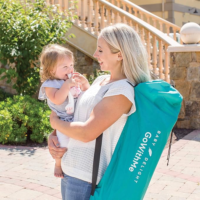 Baby Delight Go With Me Eclipse Mesh Portable Playard | Playpen | Sun Canopy | Indoor and Outdoor | Watercolor Stripe Base-CubbioJoy