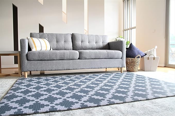 Cushmat Stylish Reversible Foam Play Mat (Large, Luxe NAT - Sage Grey Star) - Soft, Waterproof, Durable Play mat for Infants, Babies, Toddler, Kids & Grownup - 6.5ft x 4.5ft-CubbioJoy