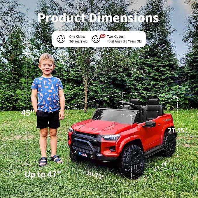24V 10Ah Ride on Toy for Big Kids, 4WD 2 Seater Electric SUV Kids Car to Drive w/Remote Control, 4x200W Motors - Red-CubbioJoy