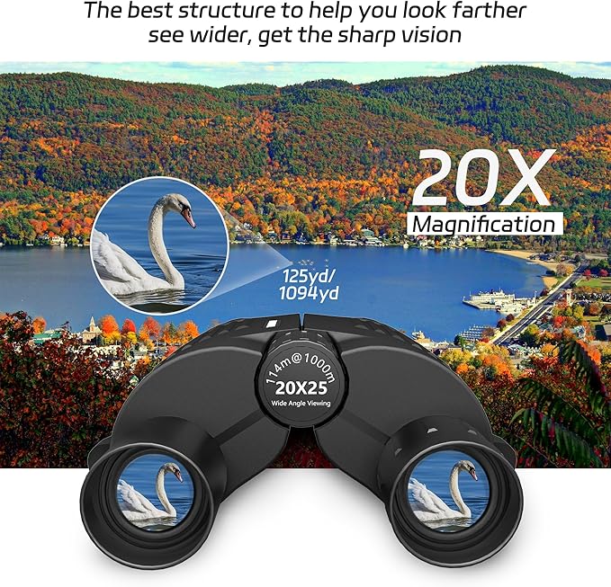 20X25 Small Binoculars for Adults and Kids, Large Eyepiece Binoculars for Bird Watching Easy Focus, Pocket High Powered Opera Glasses for Concert, Cruise Ship, Travel Must Have-CubbioJoy