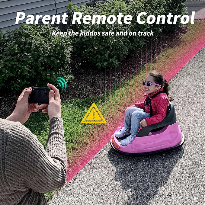 Baby Bumper Car, 6V Electric Kids Bumper Car for Toddlers with Remote Control, Bluetooth - Baby Pink-CubbioJoy