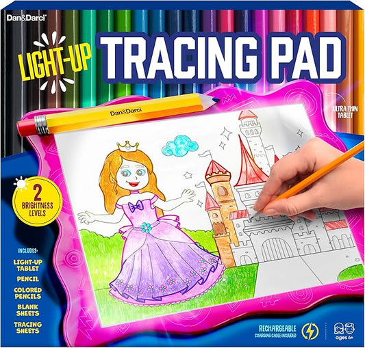 Dan&Darci Light Up Tracing Pad for Kids - Arts & Crafts Writing Drawing Tracer Board, Craft Kit for Girls & Boys Ages 6-12 - Birthday Toys Gifts Ideas for Girl or Boy 6+ Year Old Gift Toy - 6 7 8 9 10-CubbioJoy