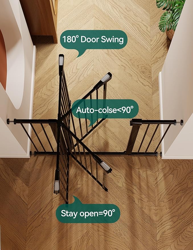 Babelio Baby Gate for Doorways and Stairs, 26-40" Auto Close Dog Gate, Easy-Install Pressure Mounted Satey Door, No Drilling Safety Gate for Child and Pets, Pressguard, Black-CubbioJoy