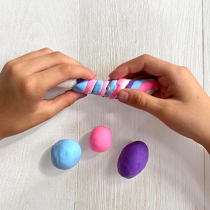 Bright Stripes Wish*Craft Marbled Moon Jewelry Kit – DIY Air-Dry Clay Set for Kids Ages 8+ with Molds, Iridescent Gems, Vibrant Colors, Metal Findings & Storage – Creative Jewelry Gift Set for Girls-CubbioJoy